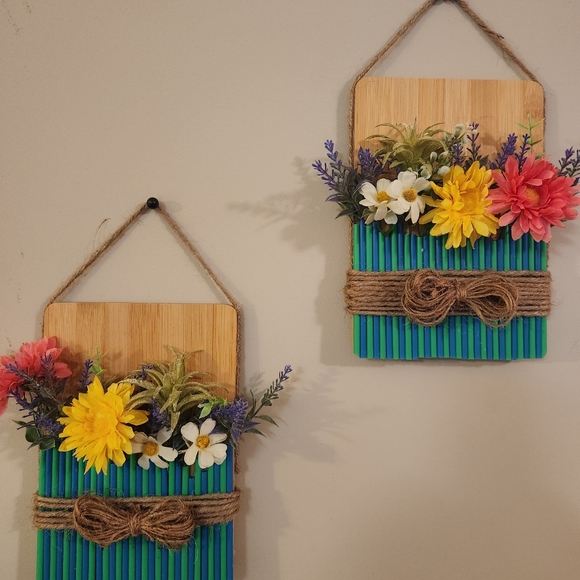 Set de 2 Wall Hanging Flowers Decor - Picture 2 of 2